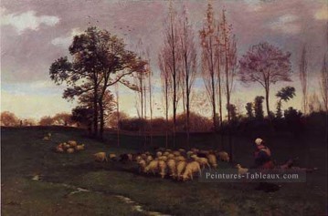  peintre Tableau - Retour du troupeau 1883 académique peintre Paul Peel